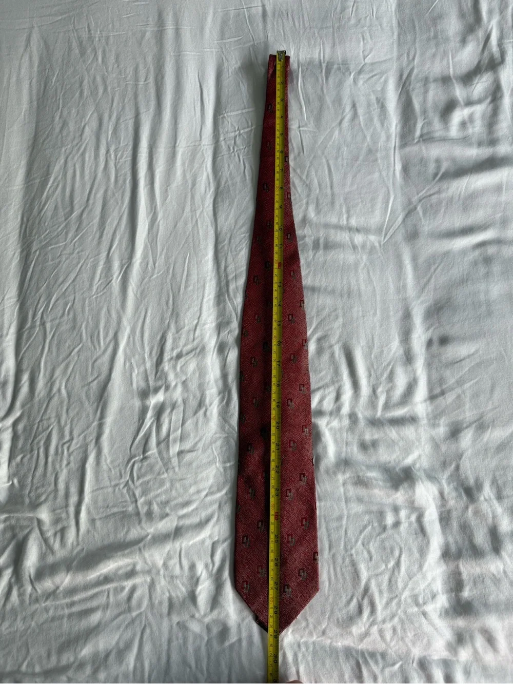 PAVONE Luxury Silk Tie Red Woven Micro-Texture Geometric Italian 3.75” x 58”